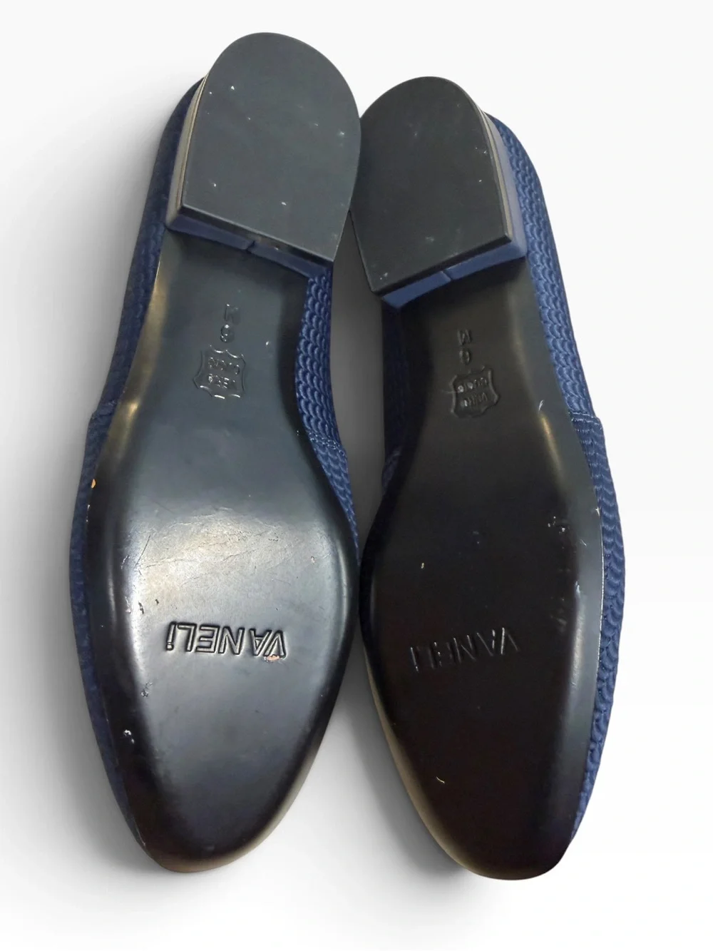 VANELi Women’s Navy Blue Textured Woven Smoking Slipper Loafers Flats Size US 6